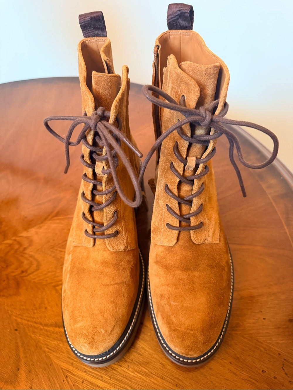 Tory Burch cognac Suede Lace-Up Boot  - 10
Like New